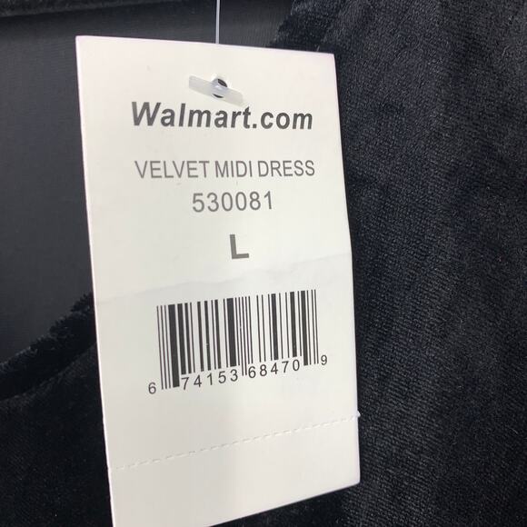 Cool Attitude Women's Size Large Long Sleeve Choker Neck Black Velvet Dress NEW - Picture 5 of 6